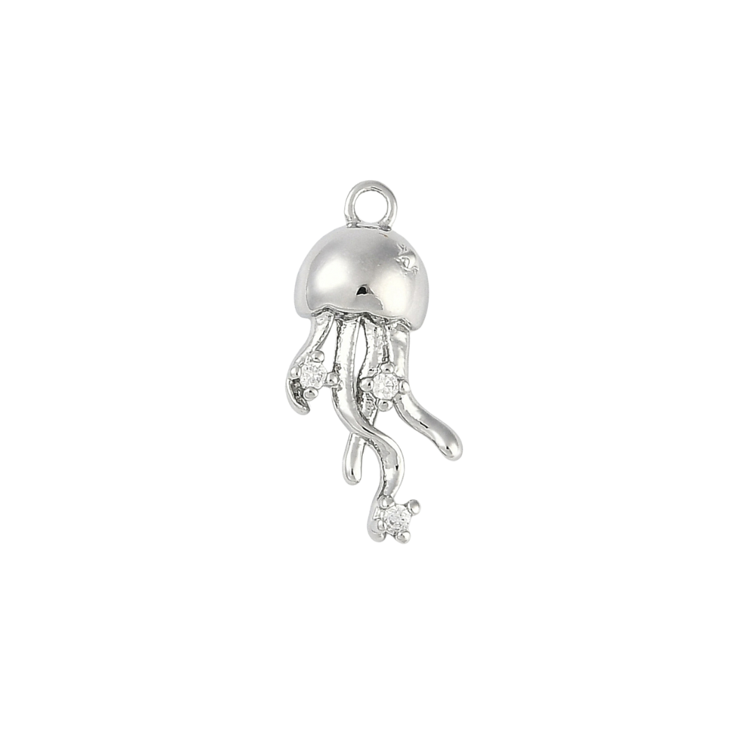 Silver Jellyfish Dazzle with Cubic Zirconia Charm