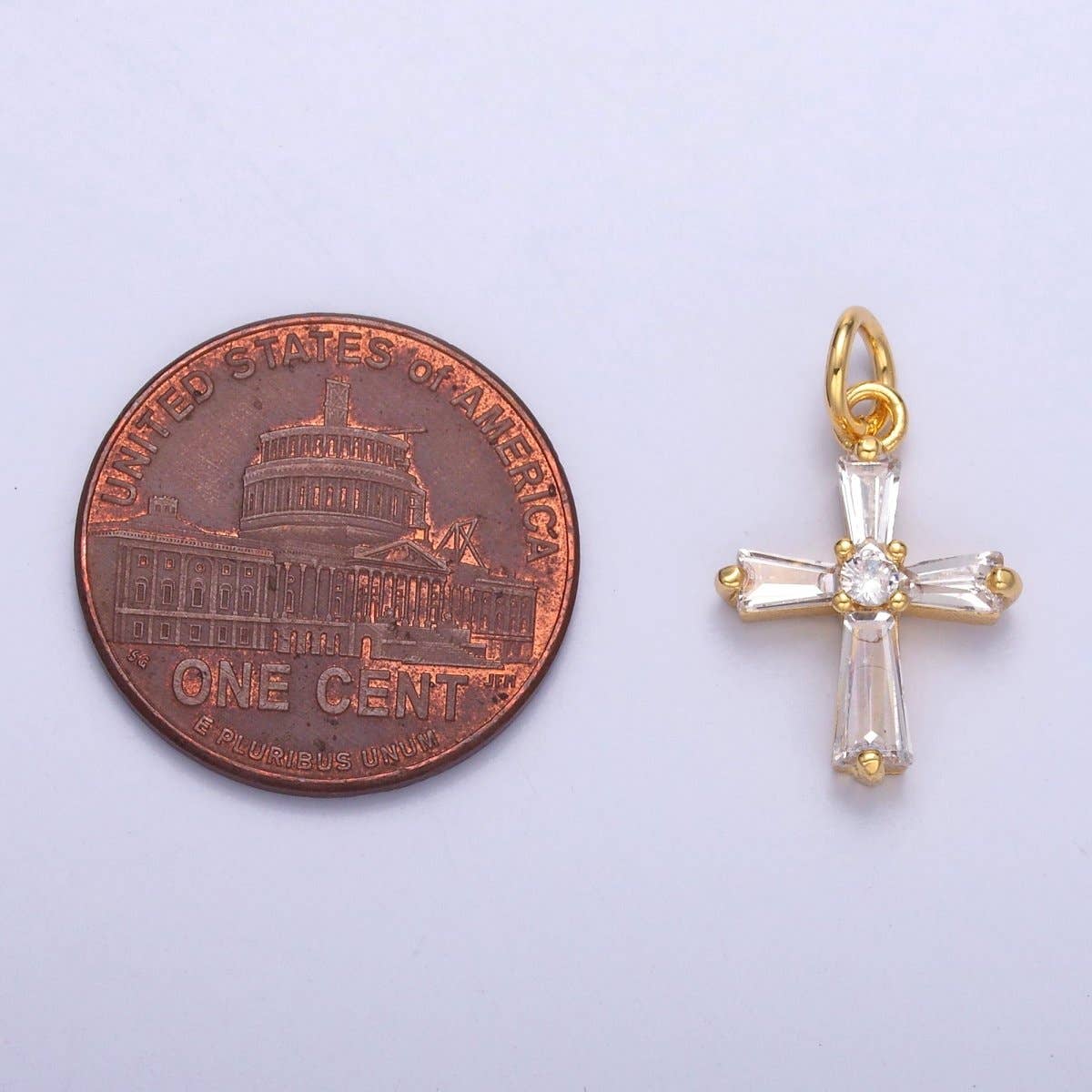 24K Gold Filled Clear Baguette CZ Charm in Gold & Silver | C076