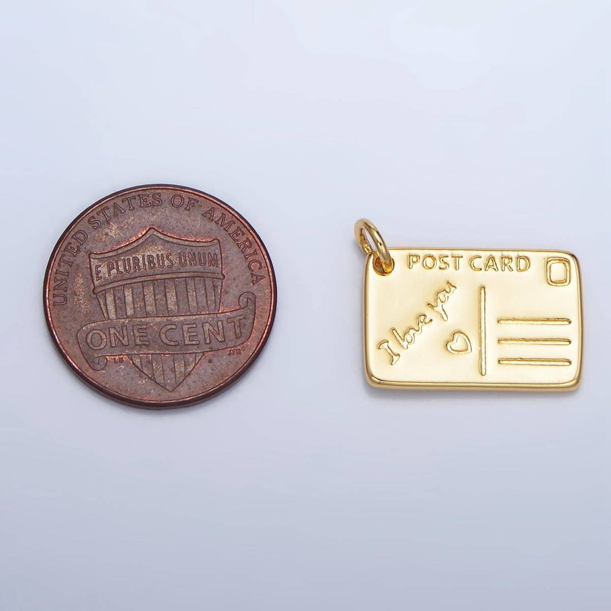 24K Gold Filled 19mm "I Love You" Script Post Card Charm in Gold & Silver | X586