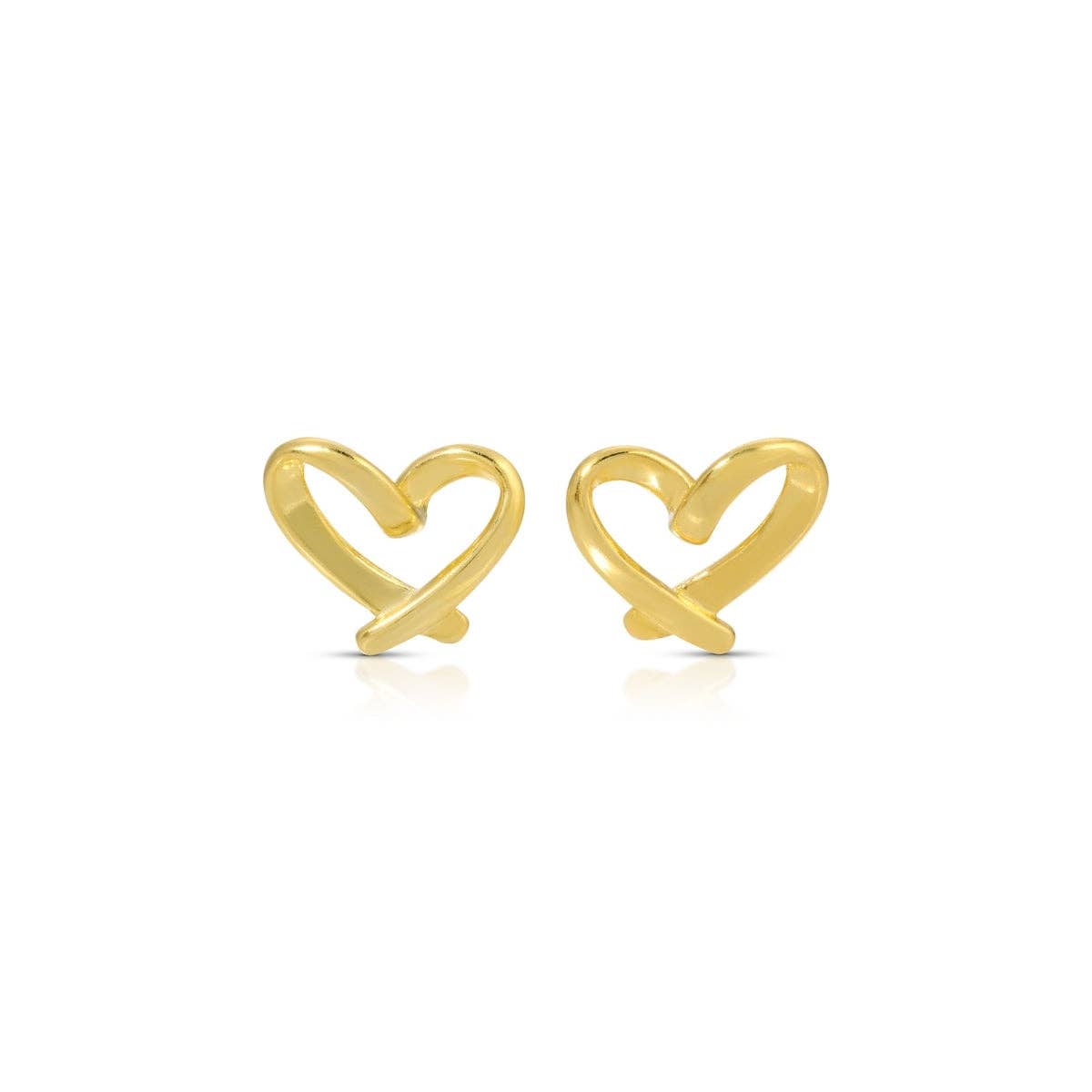 Free Form Heart Stud Earrings on Red Velvet Tag