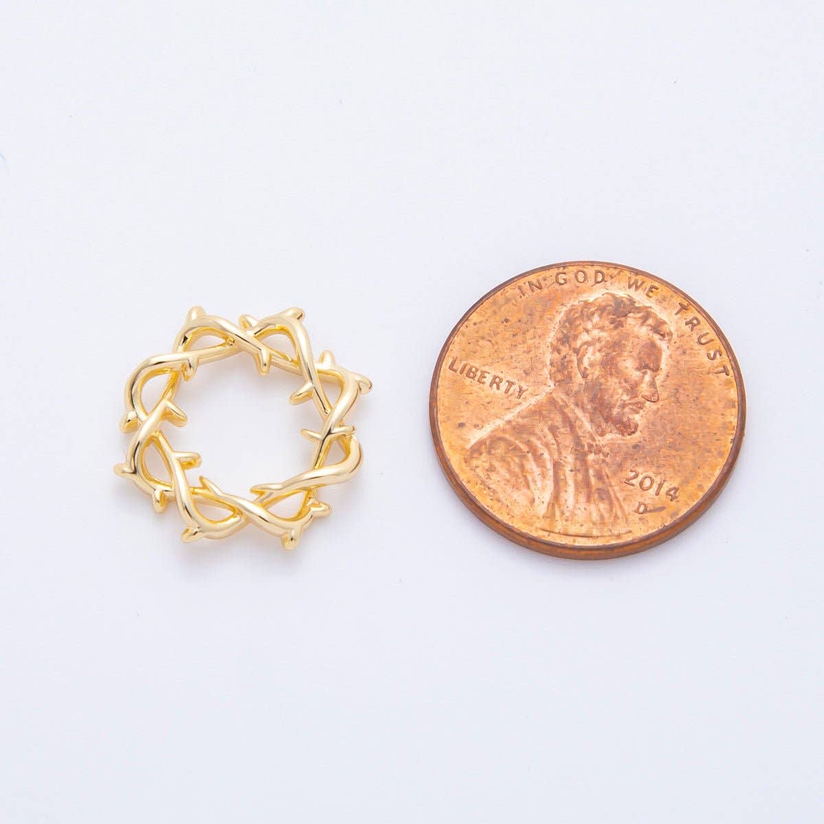 18K Gold Filled 15.5mm Rosary Center Lord Jesus Crown of Thorns Charm Supply | Z-1239