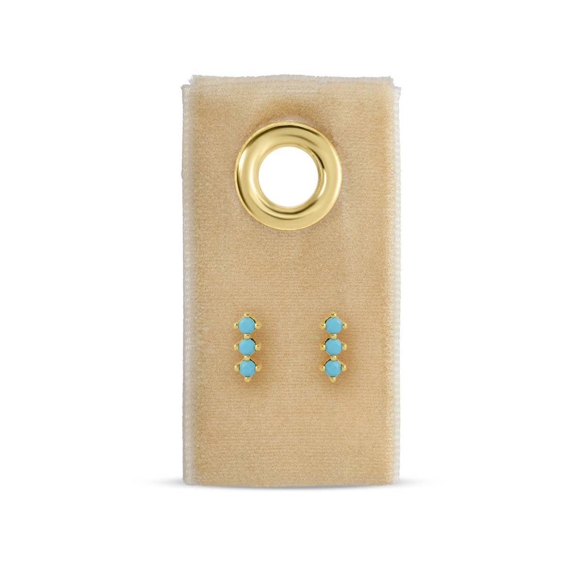 Triple CZ Bar Studs on Velvet Tag