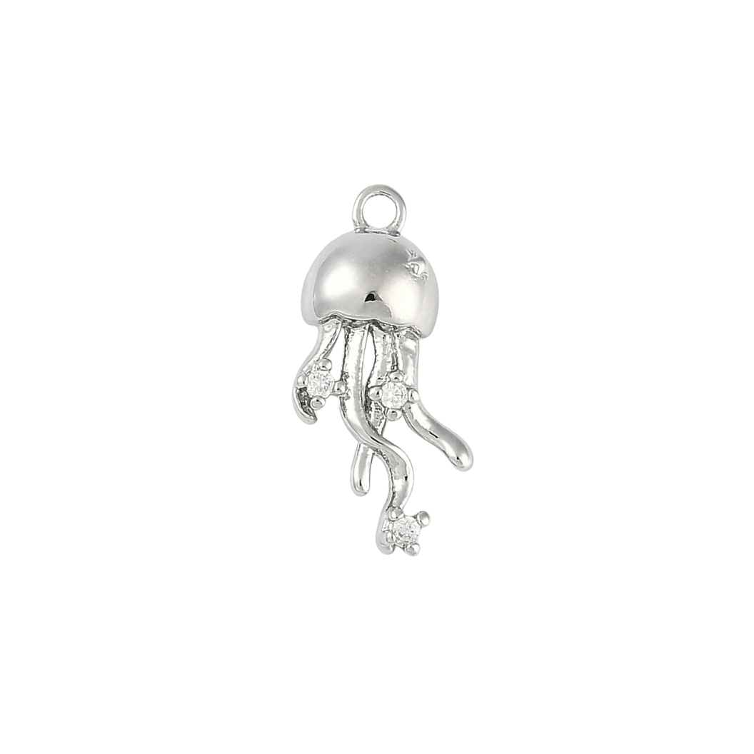 Silver Jellyfish Dazzle with Cubic Zirconia Charm
