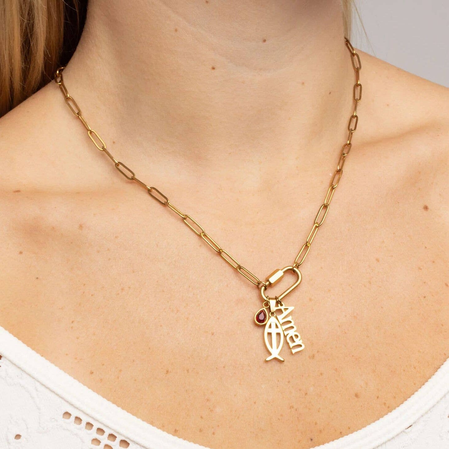 18K Gold PVD Stainless Steel Amen Word Charm