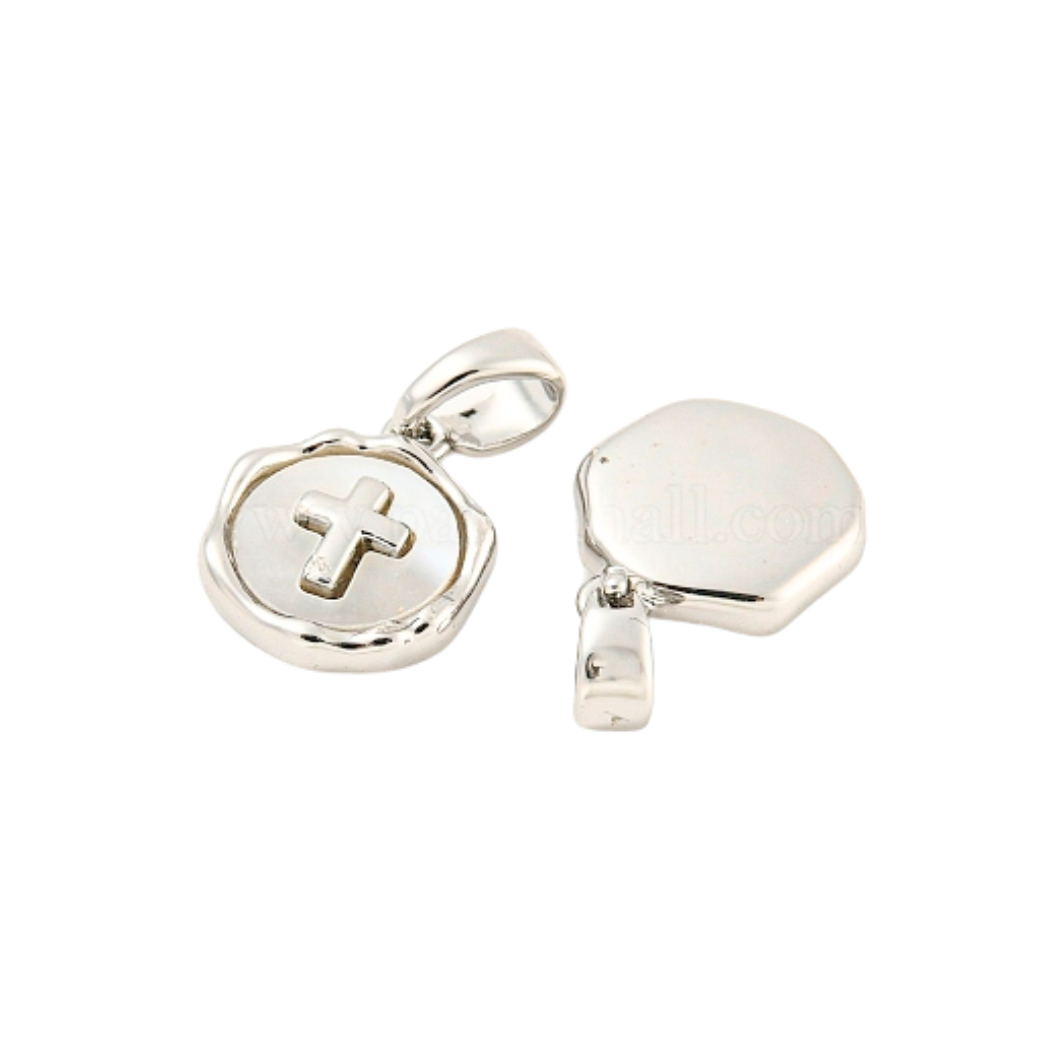 Silver Shell Cross Charm
