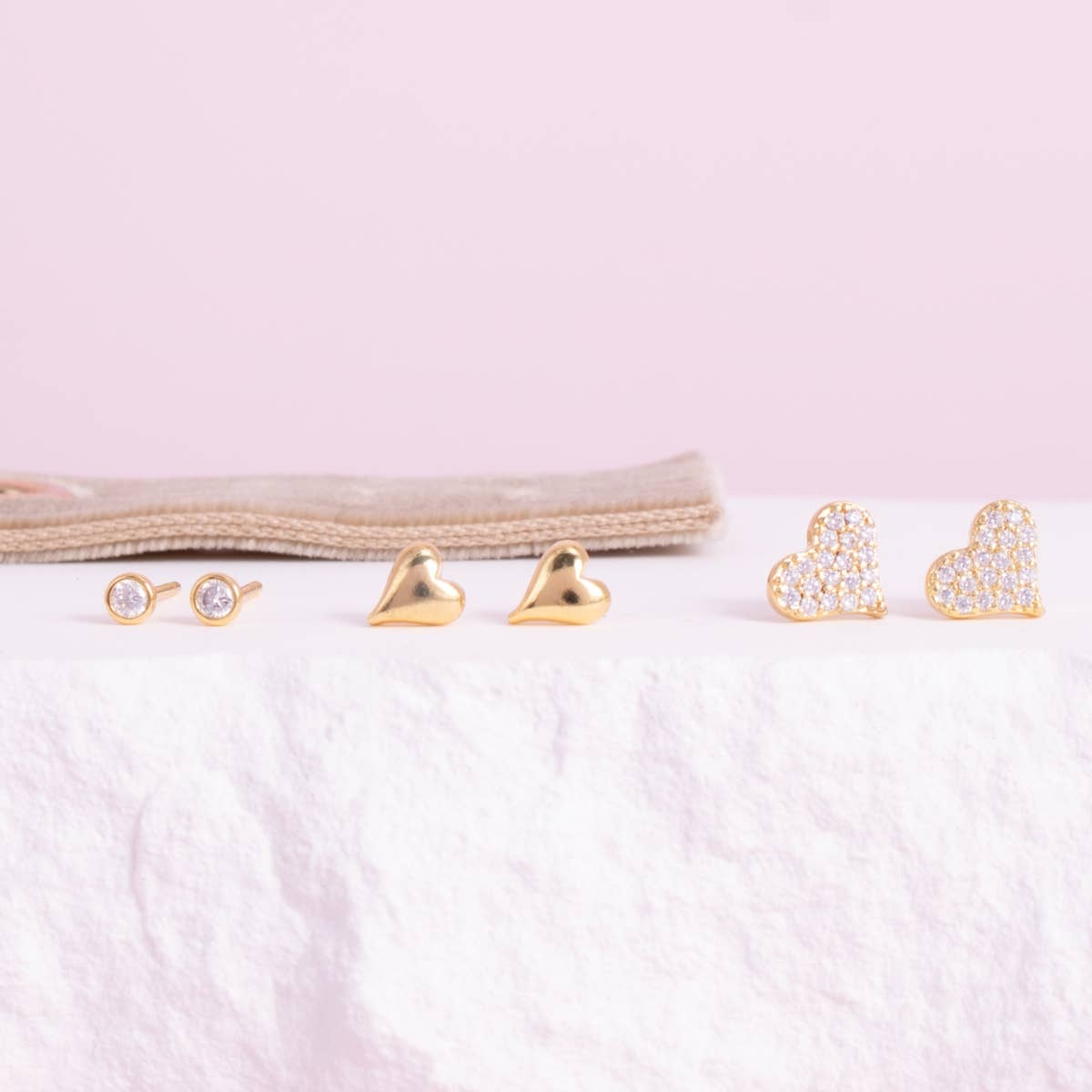Heart Velvet Stud Gift Set