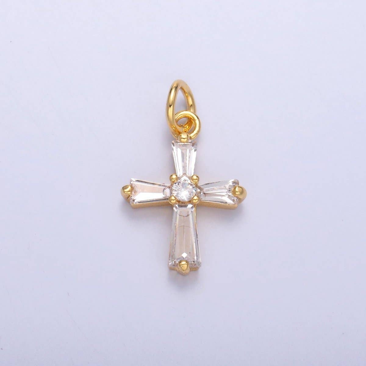 24K Gold Filled Clear Baguette CZ Charm in Gold & Silver | C076