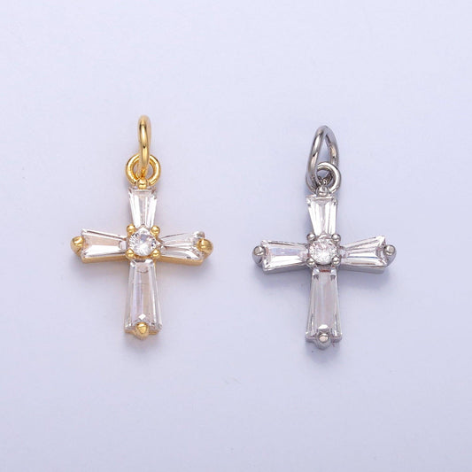 24K Gold Filled Clear Baguette CZ Charm in Gold & Silver | C076