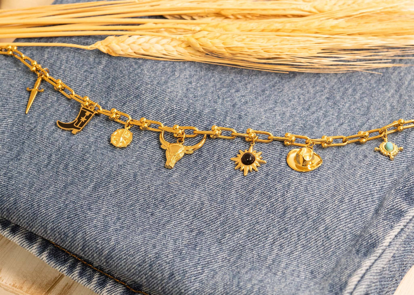 18K Gold PVD Stainless Steel Cowboy Hat Charm