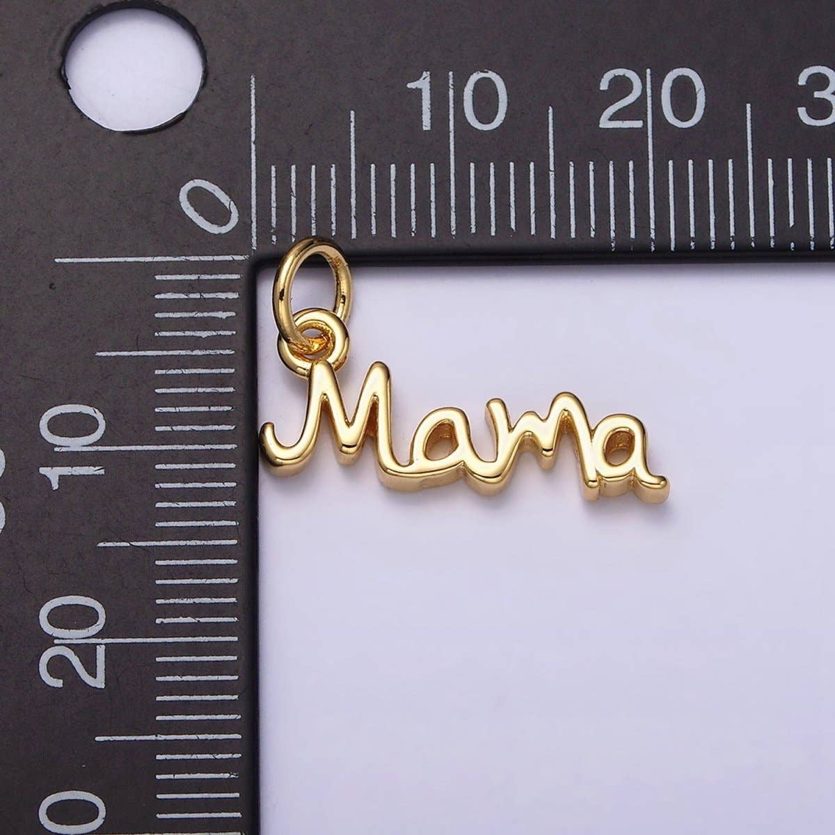 24K Gold Filled 23mm "Mama" Handwritten Script Sideway Charm | AC1420