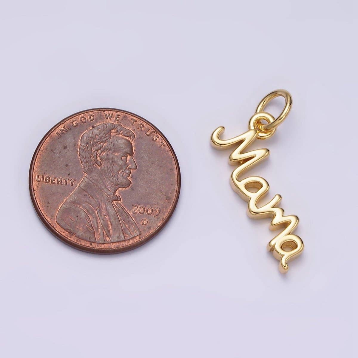 24K Gold Filled 23mm "Mama" Handwritten Script Sideway Charm | AC1420