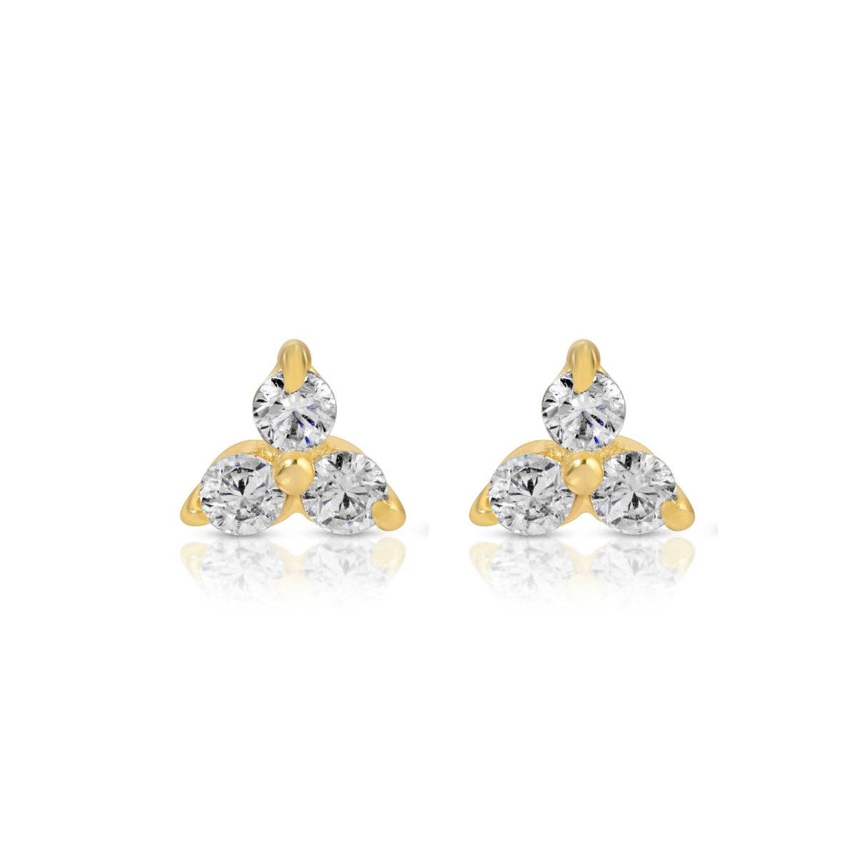 Delicate Triple Cluster Stud Earrings on Red Velvet Tag