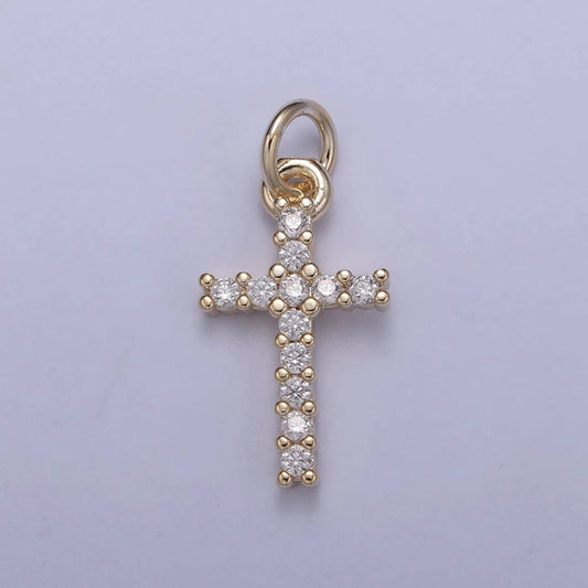 Dainty Cross Charms, Micro Pave Mini Cross, Religious Jewelry,14K Gold Filled Cross Charm Add on Pendant N-409