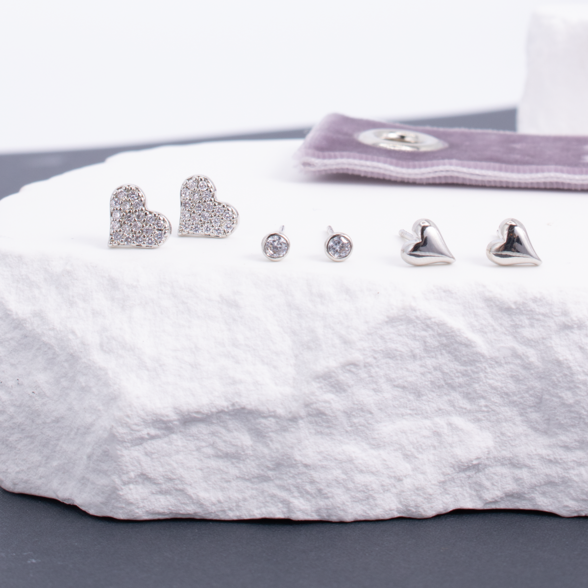 Heart Velvet Stud Gift Set