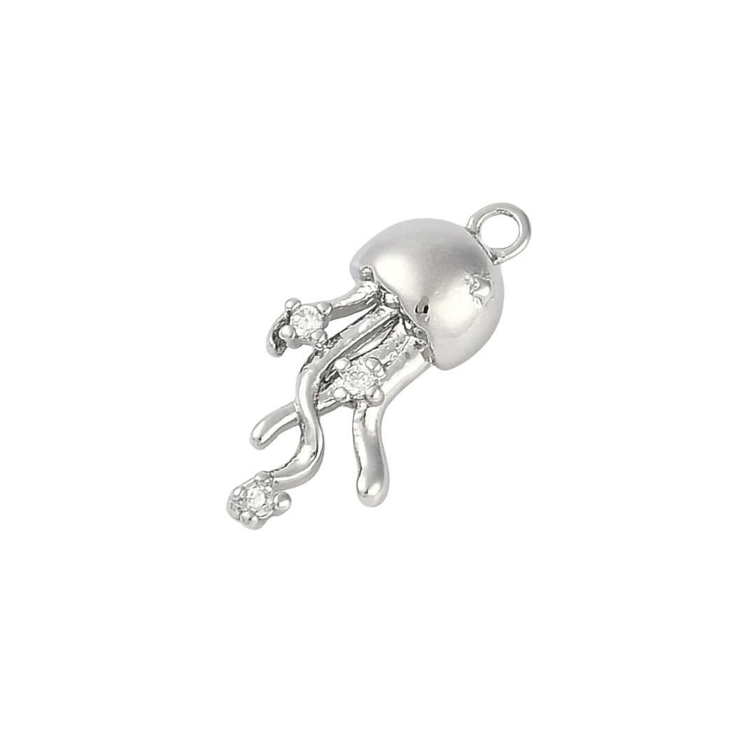 Silver Jellyfish Dazzle with Cubic Zirconia Charm
