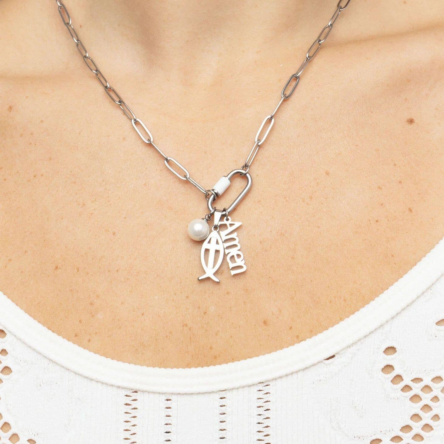 18K Gold PVD Stainless Steel Amen Word Charm