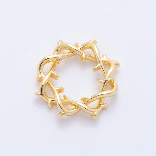 18K Gold Filled 15.5mm Rosary Center Lord Jesus Crown of Thorns Charm Supply | Z-1239