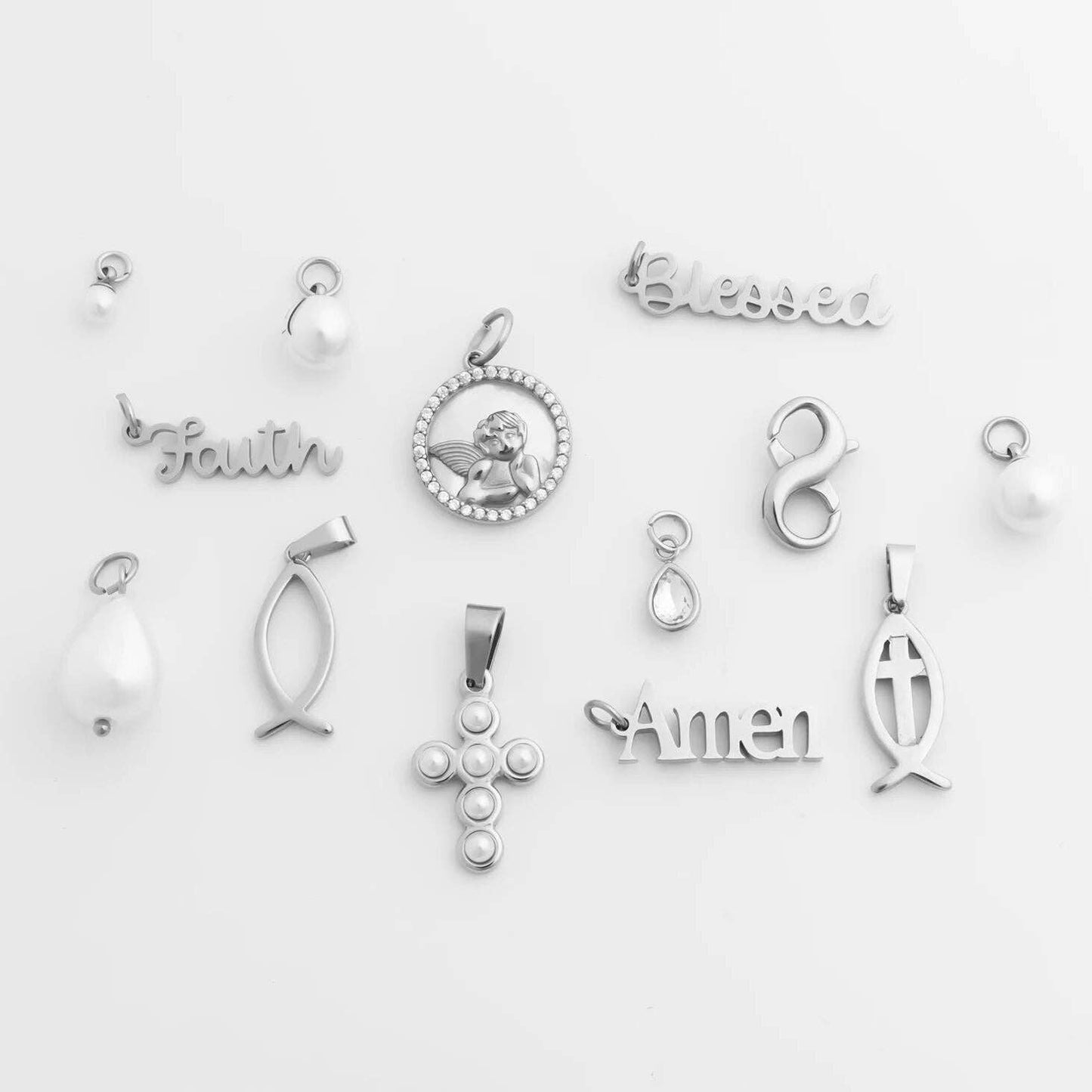 18K Gold PVD Stainless Steel Amen Word Charm