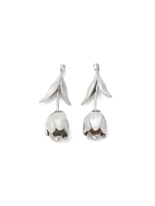 Silver Etched Tulip Charm