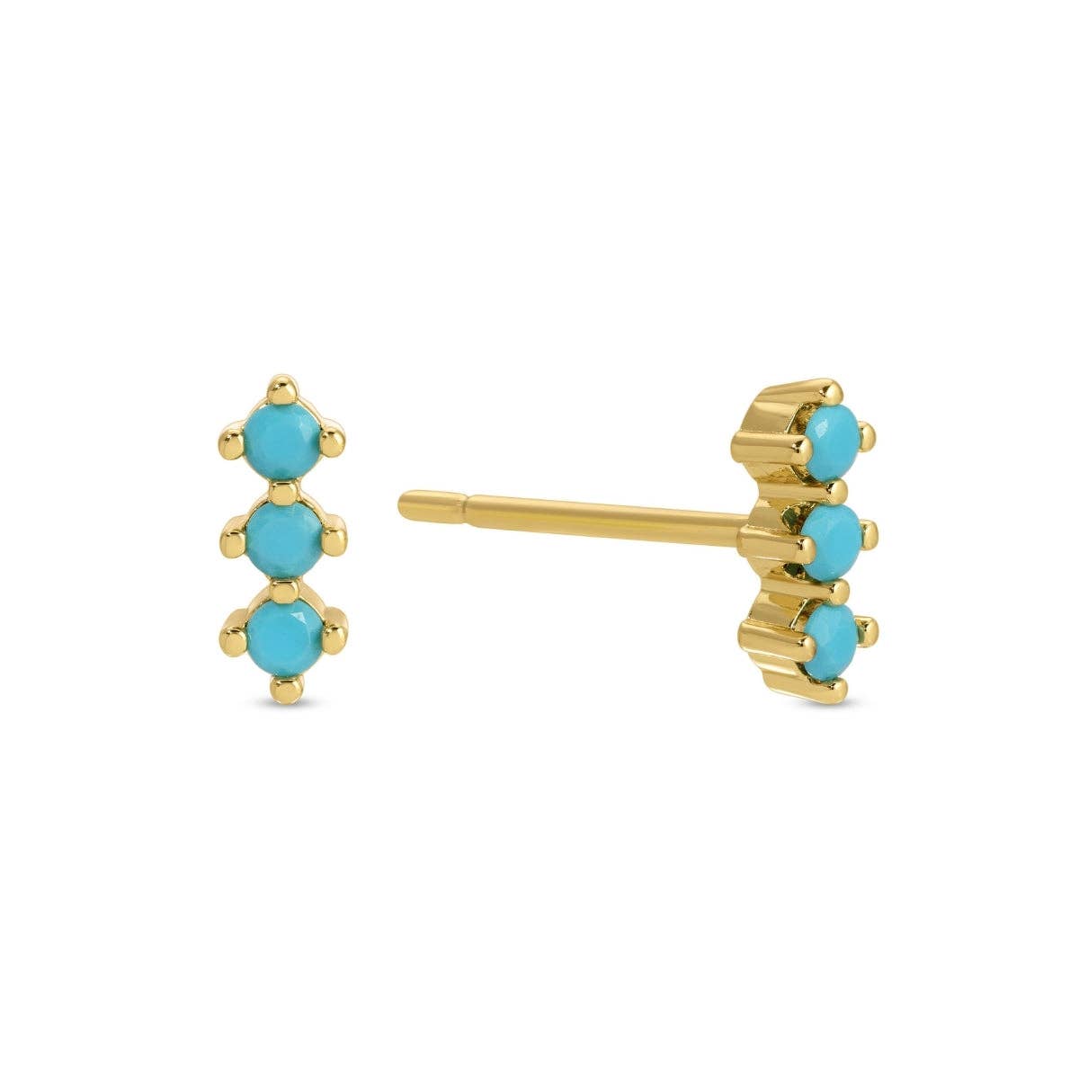 Triple CZ Bar Studs on Velvet Tag