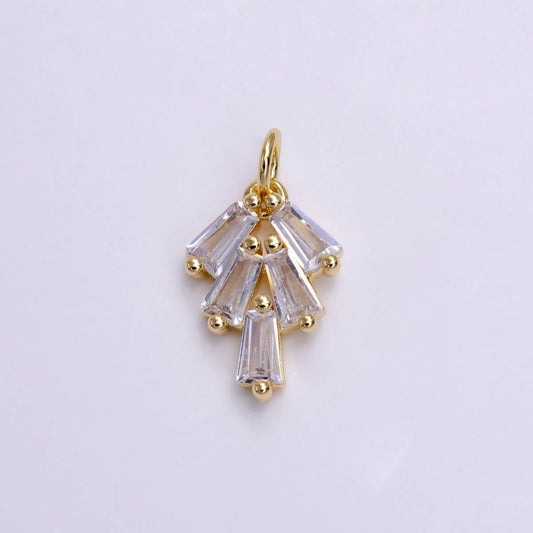 16K Gold Filled Multiple Clear Baguette Mini Drop Add-On Charm | X-019