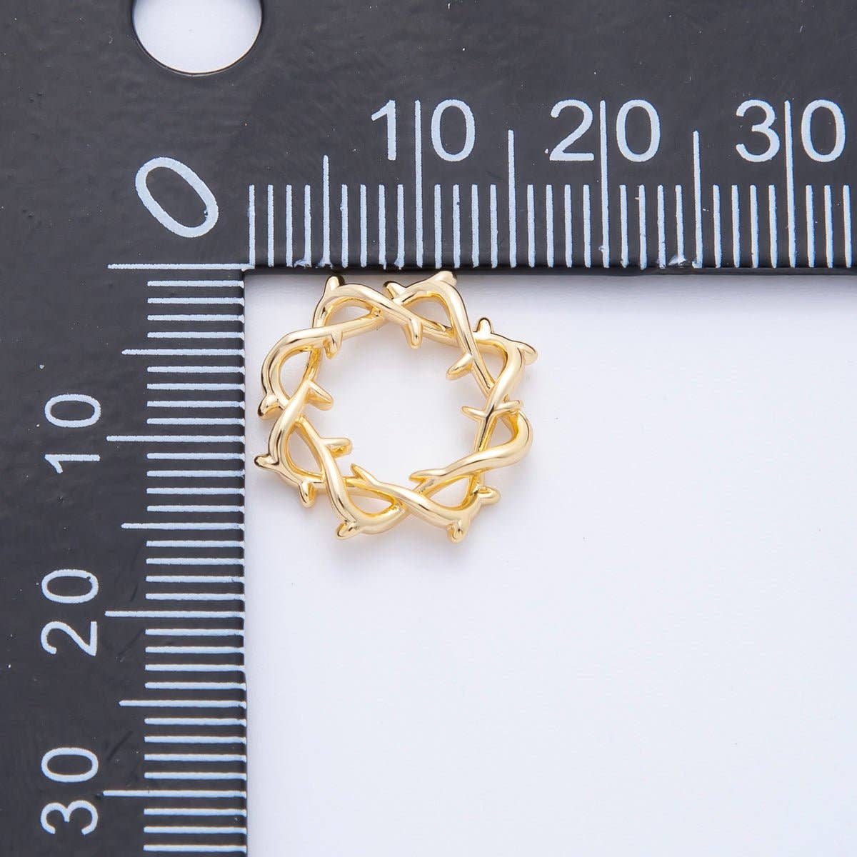 18K Gold Filled 15.5mm Rosary Center Lord Jesus Crown of Thorns Charm Supply | Z-1239