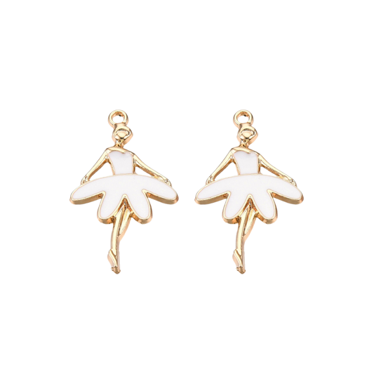 Gold and White Ballerina Charm