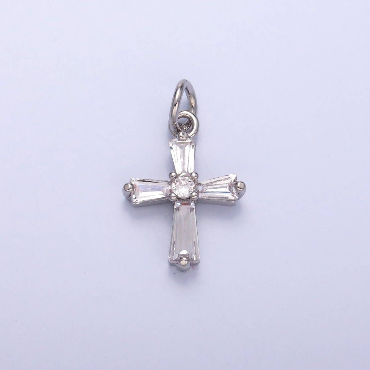 24K Gold Filled Clear Baguette CZ Charm in Gold & Silver | C076