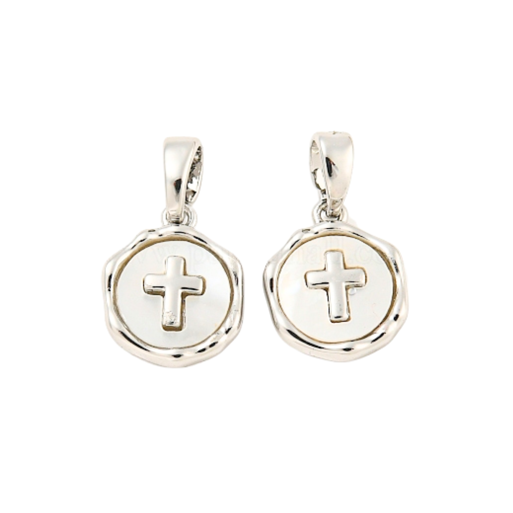 Silver Shell Cross Charm